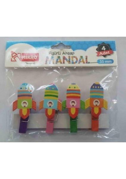 Figürlü Ahşap Mandal 35 Mm M-24