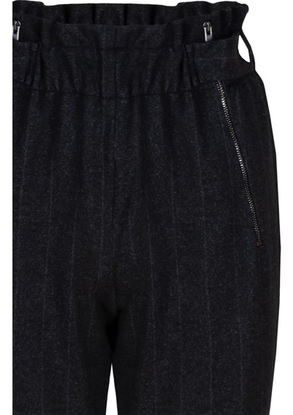 Beli Lastikli Fermuar ve Çıt Çıt Detaylı Boru Paça Dokuma Pantolon-Antrasit modelleri