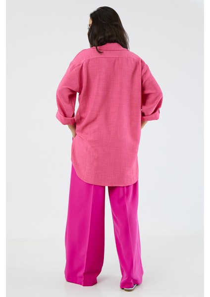 Katlamalı Uzun Kol Sedef Düğmeli Arkası Uzun Rahat ve Bol Kalıp Şık Cool Elegant Keten Tunik Gömlek fiyatları