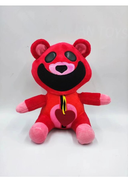 Gülümseyen Yaratıklar Korku Gülümseyen Hayvan Serisi Bebek Pembe Domuz Peluş Oyuncak Oturan Kırmızı Ayı 25CM 140G Vakum Sıkıştırma (Yurt Dışından)
