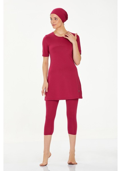 Kısa Kol Taytlı Yarı Kapalı Mayo Walt 0572 Mürdüm modelleri