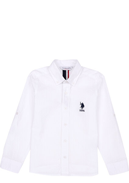 U.S. Polo Assn. Erkek Çocuk Beyaz Gömlek Desenli 50288555-VR013