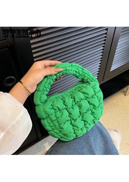 Yeşil Stil 24X17X5CM Kadınlar Için Moda Kapitone Omuz Çantaları Tasarımcı Pileli Bulut Mini Çanta Famle Çok Yönlü Küçük Çanta Kadın Çapraz Çanta Tote 가방 (Yurt Dışından) fırsatları