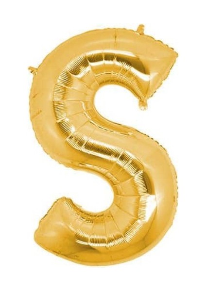 S Harf Altın Folyo Balon 34 Inc 80 cm