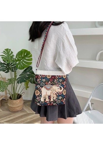 Çoklu Fil Tarzı Kadın Moda Basit Omuz Crossbody Çanta Işlemeli Fil Seyahat Çantası Bayanlar Naylon Küçük Çanta ve Çanta Bayanlar Için (Yurt Dışından)