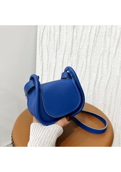 Mavi Stil Kadın Tasarımcı Omuz Crossbody Çanta Küçük Pu Deri Düz Renk Üstten Saplı Çanta Alışveriş Mini Ruj Messenger Tote (Yurt Dışından)