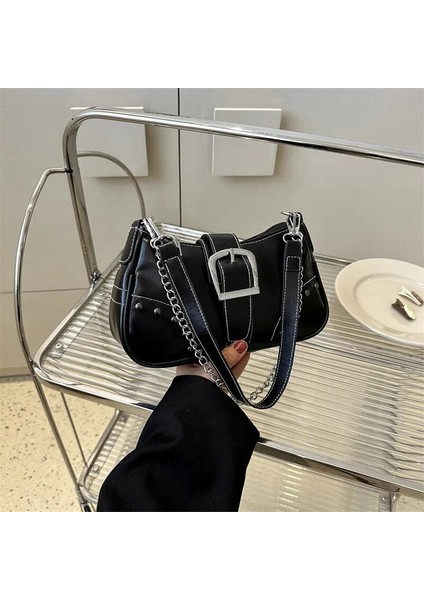 Beyaz Stil Kadın Çanta Y2K Kişilik Omuzdan Askili Çanta Baharat Kız Retro Lüks Çanta Punk Sokak Zinciri Koltukaltı Çanta Kadınlar Için (Yurt Dışından) modelleri