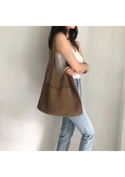Kırmızı Stil Yaz Plaj Seyahat Alışveriş Çanta Vintage Hollow Dokuma Kadın Omuz Çantası Örgü Çanta Bayanlar Için Büyük Kapasiteli Bez Çantalar (Yurt Dışından) fiyatları