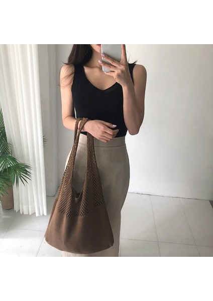 Kırmızı Stil Yaz Plaj Seyahat Alışveriş Çanta Vintage Hollow Dokuma Kadın Omuz Çantası Örgü Çanta Bayanlar Için Büyük Kapasiteli Bez Çantalar (Yurt Dışından) modelleri