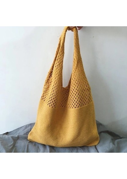 Kırmızı Stil Yaz Plaj Seyahat Alışveriş Çanta Vintage Hollow Dokuma Kadın Omuz Çantası Örgü Çanta Bayanlar Için Büyük Kapasiteli Bez Çantalar (Yurt Dışından) fırsatları