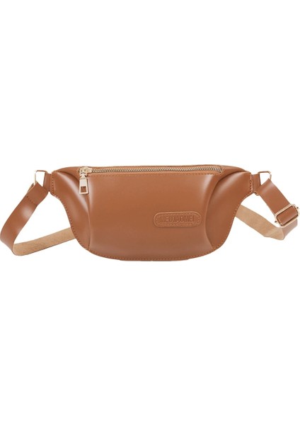 Açık Kahverengi Tarzı Moda Kadın Kartı Sikke Debriyaj Bel Çantası Cüzdan Çanta Mini Düz Renk Crossbody Çanta Bayanlar Pu Deri Fanny Paketleri (Yurt Dışından)