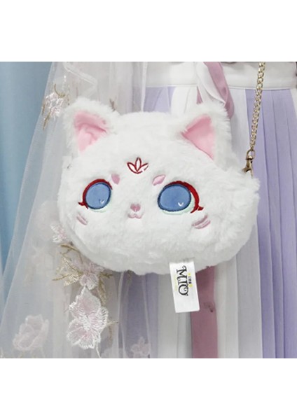 No.5 Tarzı Kadın Lolita Peluş Kedi Messenger Çanta Kadın Ins Vahşi Sevimli Kız Kalp Zincir Omuz Çantası (Yurt Dışından)