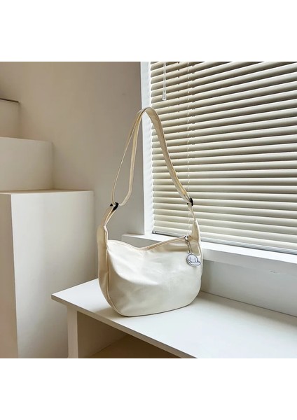 Bej Tarzı 23X8X20CM Omuz Çantaları Kadın Katı Harajuku Tüm Maç Basit Çok Fonksiyonlu Çanta Büyük Kapasiteli Crossbody Çanta Kadın Gençler Için Çanta (Yurt Dışından)