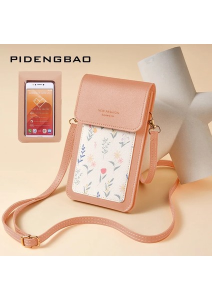 Yeşil Stil Yeni Dokunmatik Ekranlı Telefon Çantası Kızın Omuz Crossbody Kare Çanta Mini Baskılı Cep Telefonu Çanta Moda Küçük Taze Cüzdan (Yurt Dışından) modelleri