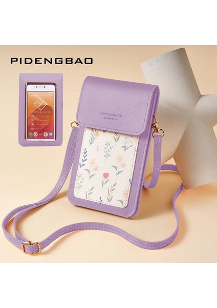 Yeşil Stil Yeni Dokunmatik Ekranlı Telefon Çantası Kızın Omuz Crossbody Kare Çanta Mini Baskılı Cep Telefonu Çanta Moda Küçük Taze Cüzdan (Yurt Dışından) fırsatları