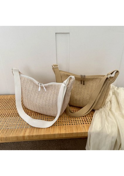 Haki Tarzı Hasır Çanta Yaz Plaj Omuz Çantaları Kadınlar Için Yenı Rafya Lüks Tasarımcı Çanta Bayanlar Halat Askı Seyahat Boho Çanta Tatil (Yurt Dışından) fiyatları