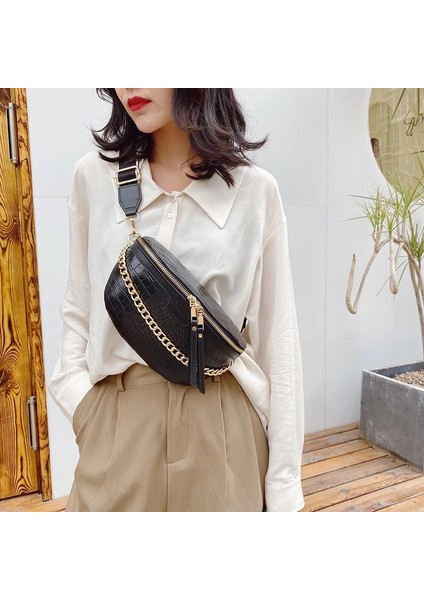 Mor Tarzı Lüks Kadın Bel Çantası Yüksek Li Bel Çantası Kalın Zincir Omuz Crossbody Göğüs Çantası Kadın Kemer Çantası Tasarımcı Çanta (Yurt Dışından) modelleri