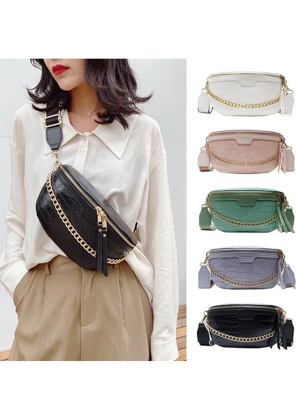 Mor Tarzı Lüks Kadın Bel Çantası Yüksek Li Bel Çantası Kalın Zincir Omuz Crossbody Göğüs Çantası Kadın Kemer Çantası Tasarımcı Çanta (Yurt Dışından) fırsatları