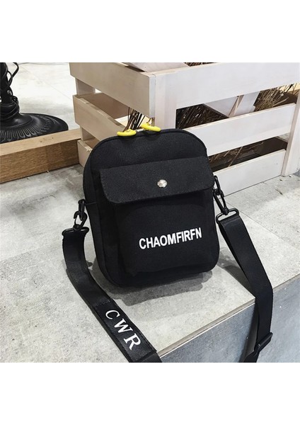 Siyah Stil Kadın Omuzdan Askili Çanta Moda Saf Renk Rahat Tote Açık Çanta Kanvas Çanta Fermuarlı Messenger Postacı Çantası Ana Kesesi Femme (Yurt Dışından)