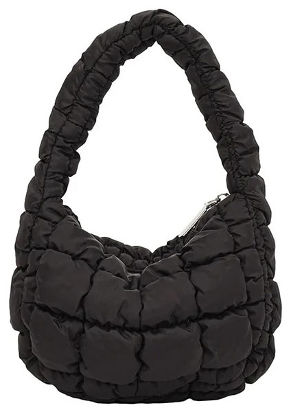 Siyah Stil 24X17X5CM Kadınlar Için Moda Kapitone Omuz Çantaları Tasarımcı Pileli Bulut Mini Çanta Famle Çok Yönlü Küçük Çanta Kadın Çapraz Çanta Tote 가방 (Yurt Dışından)