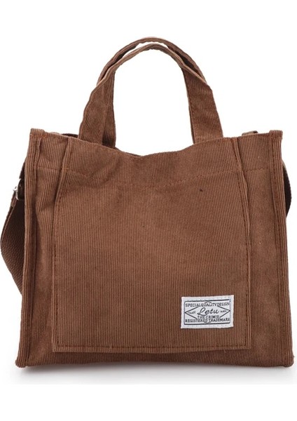 Kahverengi Tarzı Kadife Rahat Kadın Tote Omuzdan Askili Çanta Retro Sanat Tuval Crossbody Çanta Womeotton Fermuarlı Çanta Lüks Tasarımcı (Yurt Dışından)