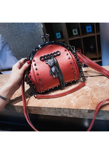 Kırmızı Stil Lüks Çanta Kadın Çanta Tasarımcısı Karikatür Saçak Kabuk Womeummer Moda Küçük Zincir Omuz Çantası Için Crossbody Çanta (Yurt Dışından)