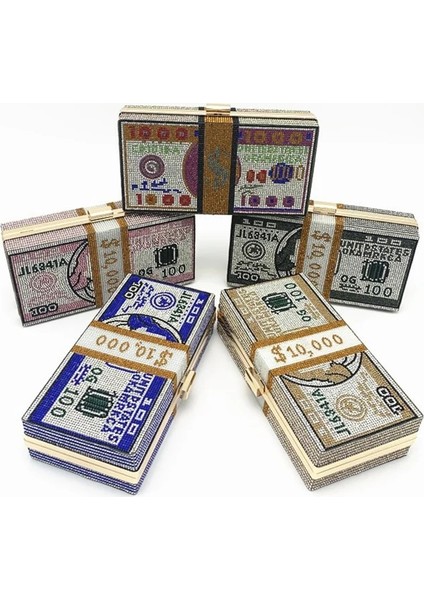 Gri Tarzı Yeni Stil Tam Elmas Küçük Kare Çanta Dolar Akşam Yemeği Çanta Seti Elmaslarla Avrupa ve Amerikan Moda Dolar Çanta Taklidi (Yurt Dışından)