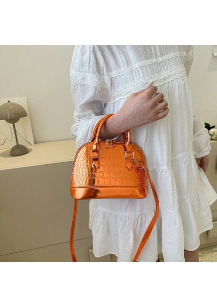 Turuncu Tarzı Timsah Desen Omuzdan Askili Çanta Pu Deri Çanta Kadın Omuzdan Askili Çanta Moda Bayanlar Koltuk Altı Çanta Retro Rahat Kabuk Askılı Çanta (Yurt Dışından)