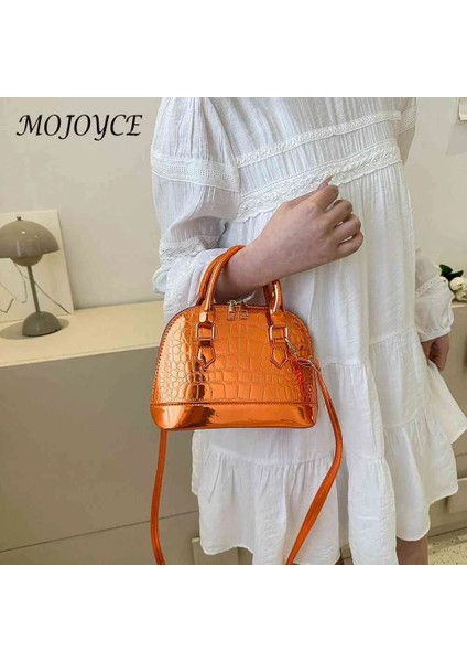 Turuncu Tarzı Timsah Desen Omuzdan Askili Çanta Pu Deri Çanta Kadın Omuzdan Askili Çanta Moda Bayanlar Koltuk Altı Çanta Retro Rahat Kabuk Askılı Çanta (Yurt Dışından) modelleri