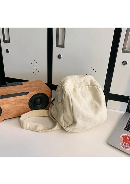 Bej Tarzı Kabuk Şekilli Kanvas Tekstil Küçük Boy Telefon Yan Sling Kese Çanta Kumaş Kumaş Y2K Grunge Sevimli Estetik Cep Crossbody Çanta (Yurt Dışından)