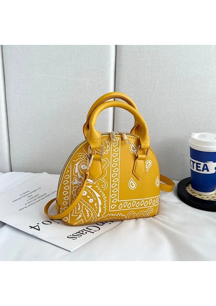 Sarı Stil Kadın Moda Kaju Çiçek Desen Omuz Çantası Tasarım Bayan Üst Kolu Kabuk Küçük Çanta Kadın Çanta Çanta Crossbody Çanta (Yurt Dışından)