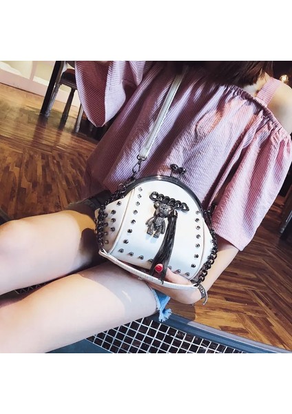 Siyah Stil Lüks Çanta Kadın Çanta Tasarımcısı Karikatür Saçak Kabuk Womeummer Moda Küçük Zincir Omuz Çantası Için Crossbody Çanta (Yurt Dışından) modelleri