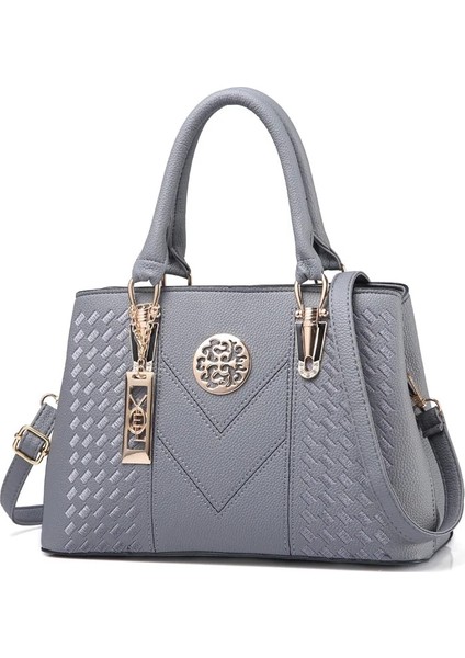Gri Tarzı Kadın Moda Bagaj ve Çanta Çanta Omuz Bolsos Wome Newembroidery Büyük Kapasiteli Trendy Pu Siyah (Yurt Dışından)