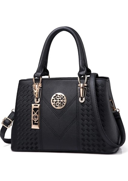 Gri Tarzı Kadın Moda Bagaj ve Çanta Çanta Omuz Bolsos Wome Newembroidery Büyük Kapasiteli Trendy Pu Siyah (Yurt Dışından) fiyatları