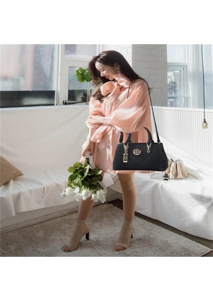 Gri Tarzı Kadın Moda Bagaj ve Çanta Çanta Omuz Bolsos Wome Newembroidery Büyük Kapasiteli Trendy Pu Siyah (Yurt Dışından) modelleri