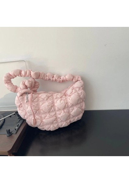 Pembe Tarzı S Beden 2023 Yeni Kore Niş Bulut Çanta I Tembel Stil Kabarcık Pileli Hafif Sünger Omuz (Yurt Dışından)