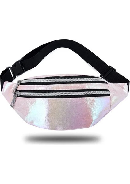 Pembe Stil 1 Adet Yeni Holografik Fanny Paketi Hologram Bel Çantası Lazer Pu Plaj Seyahat Muz Kalça Bum Zip Bel Çantaları Kadın Kemer Çantası Kızlar Için (Yurt Dışından)