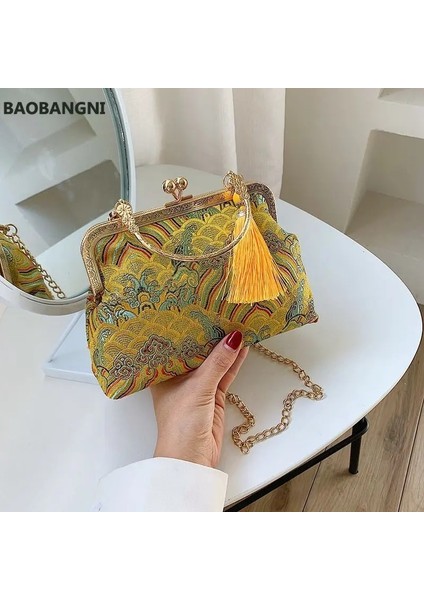 Kırmızı Stil Moda Tasarımcısı Kadın Nakış Gece Çantası Yaratıcı Çin Tarzı Çanta Parti El Çantası Zincir Püskül Messenger Çanta (Yurt Dışından) fiyatları