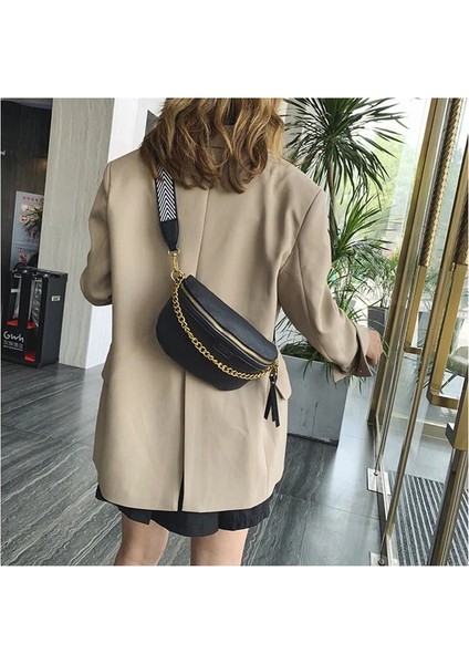 Siyah Bel Çantası Tarzı Yeni Kadın Kemer Çantası Pu Deri Zincir Fanny Paketi Tasarımcı Kadın Messenger Çanta Bir Moda Vahşi Satchel Kadın Bandı Bel Çantası (Yurt Dışından) fiyatları