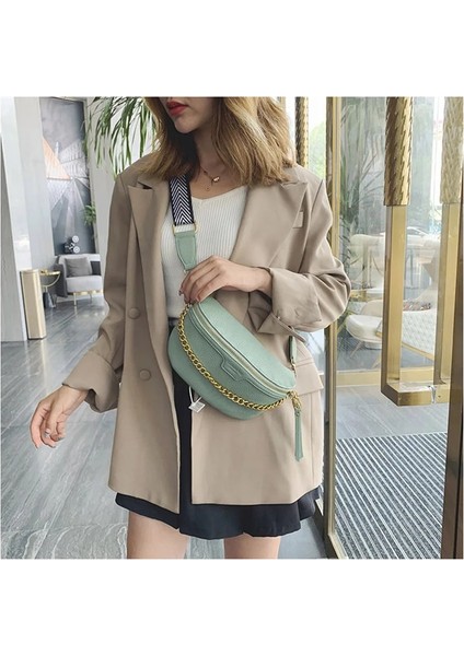 Siyah Bel Çantası Tarzı Yeni Kadın Kemer Çantası Pu Deri Zincir Fanny Paketi Tasarımcı Kadın Messenger Çanta Bir Moda Vahşi Satchel Kadın Bandı Bel Çantası (Yurt Dışından) fırsatları