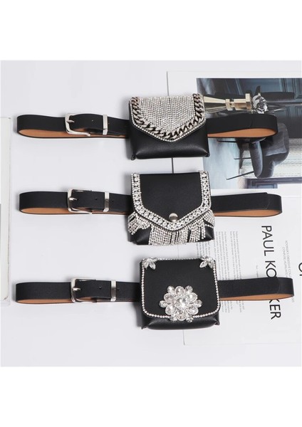 No.10 Tarzı 2019 Kadın Mini Kare Flap Fanny Paketleri Bling Rhinestone Sikke Çanta Lüks Pu Deri Ayrılabilir Artı Boyutu Bel Kemerleri ile Çanta (Yurt Dışından) modelleri