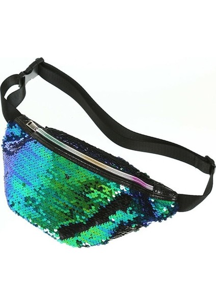 Yeşil Stil Bel Çantası Kadın Kemeri Yeni Pu Glitter Pullu Su Geçirmez Göğüs Çanta Unisex Fanny Paketi Bayanlar Bel Paketi Göbek Çantaları Çanta (Yurt Dışından)
