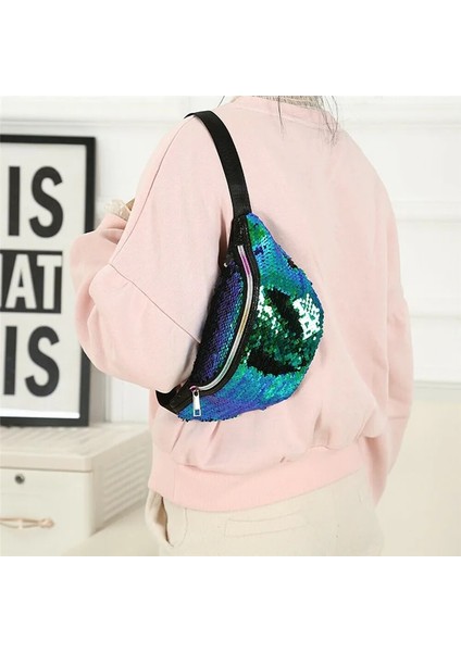 Yeşil Stil Bel Çantası Kadın Kemeri Yeni Pu Glitter Pullu Su Geçirmez Göğüs Çanta Unisex Fanny Paketi Bayanlar Bel Paketi Göbek Çantaları Çanta (Yurt Dışından) modelleri