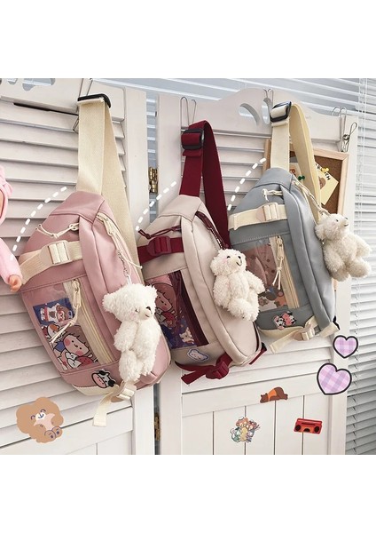 Beyaz Stil Moda Bel Çantaları Kadın Naylon Eğlence Saf Renk Fanny Paketi Kızlar Crossbody Göğüs Çanta Sevimli Öğrenci Kemeri Bel Paketleri (Yurt Dışından) fiyatları