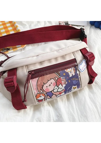 Beyaz Stil Moda Bel Çantaları Kadın Naylon Eğlence Saf Renk Fanny Paketi Kızlar Crossbody Göğüs Çanta Sevimli Öğrenci Kemeri Bel Paketleri (Yurt Dışından) fırsatları