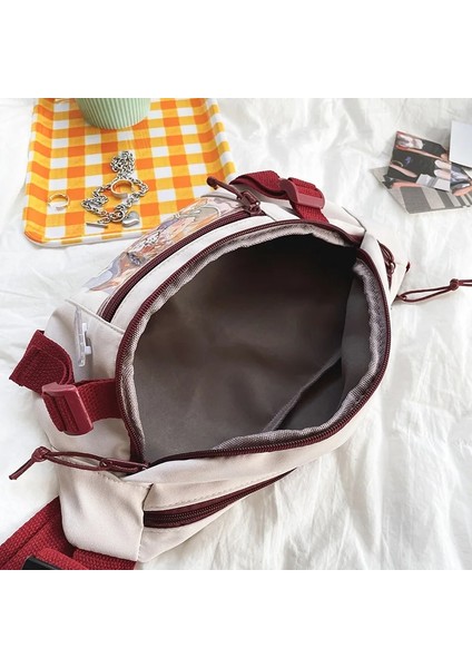 Beyaz Stil Moda Bel Çantaları Kadın Naylon Eğlence Saf Renk Fanny Paketi Kızlar Crossbody Göğüs Çanta Sevimli Öğrenci Kemeri Bel Paketleri (Yurt Dışından) indirimleri