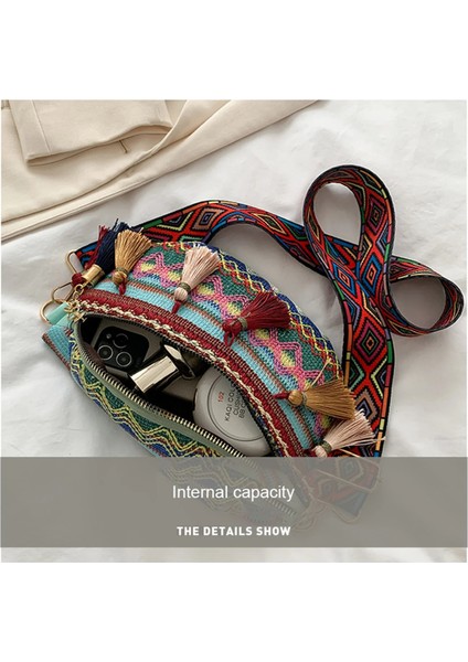 Mavi Stil Ayarlanabilir Askılı Kadınlar Ettyle Bel Çantası Alacalı Renk Fringe Dekor ile Fanny Paketi Rahat Crossbody Göğüs Çantaları (Yurt Dışından) modelleri
