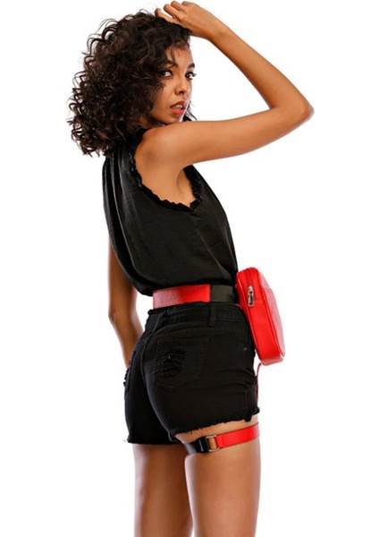 Siyah Stil Kadın Fanny Paketi Pu Deri Bel Çantaları Kadınlar Için Kemer Çantaları Moda Kadın Bacak Çantası Telefon Kılıfı Lady Bum Çanta Siyah Kırmızı Yeni (Yurt Dışından) modelleri