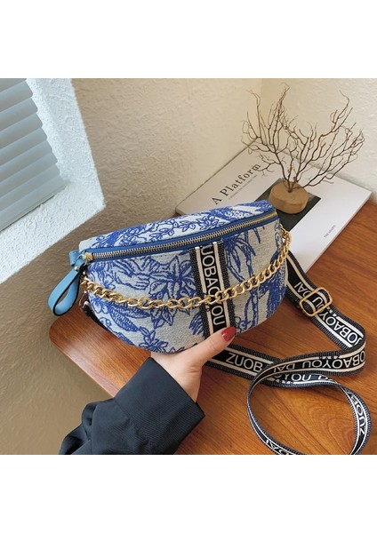 Yeşil Çanta Stili Manzara Boyama Mektup Baskılı Bel Çantaları Kadınlar Için Geniş Sapanlar Tuval Fanny Paketi Crossbody Çanta Lüks Zincir Kadın Çanta (Yurt Dışından) fiyatları