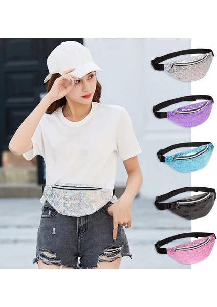 Gümüş Tarzı Moda Lazer Bel Çantası Kadın Pu Deri Spor Rahat Göğüs Telefon Kılıfı Fermuar Kadın Kız Streetwear Crossbody Paketi (Yurt Dışından) fiyatları